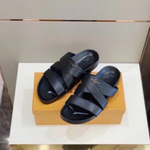 Replica Louis Vuitton Mirabeau Mules In Black Calfskin 2