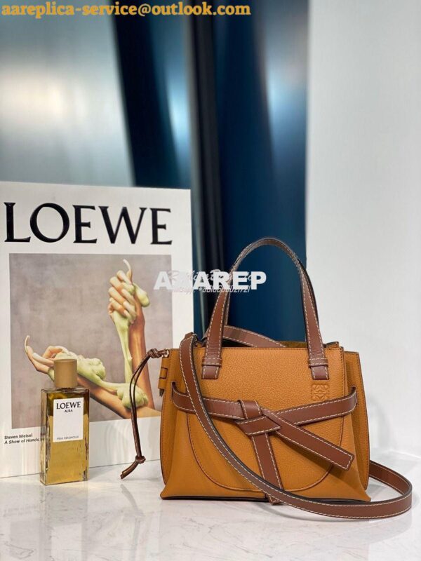 Replica Loewe Gate Top Handle Mini Bag 66042 Light Caramel 4