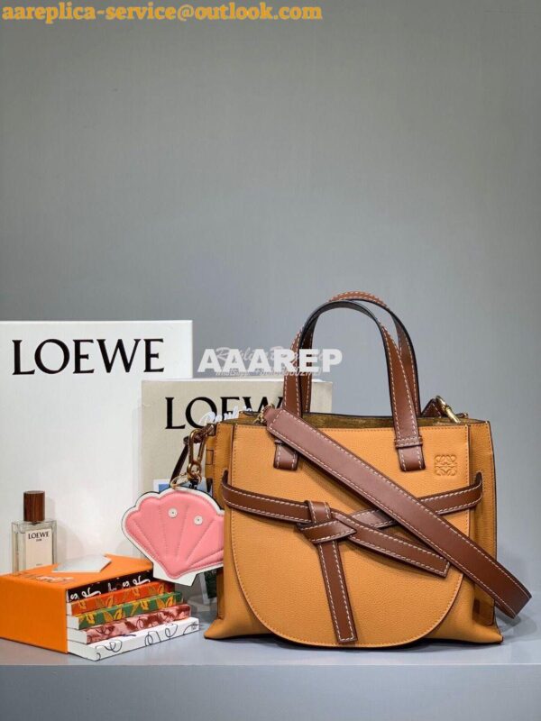 Replica Loewe Gate Top Handle Small Bag 66053 Light Caramel/Pecan 3