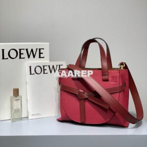 Replica Loewe Gate Top Handle Small Bag 66053 Scarlet Red/Burnt Red 2