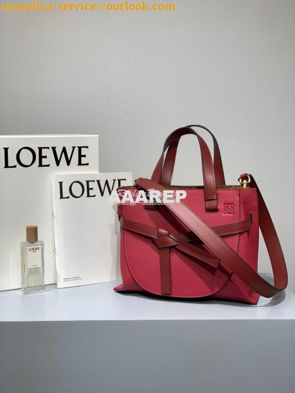 Replica Loewe Gate Top Handle Small Bag 66053 Scarlet Red/Burnt Red 4