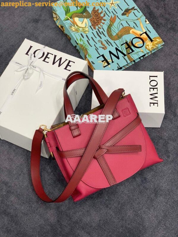 Replica Loewe Gate Top Handle Small Bag 66053 Scarlet Red/Burnt Red 5