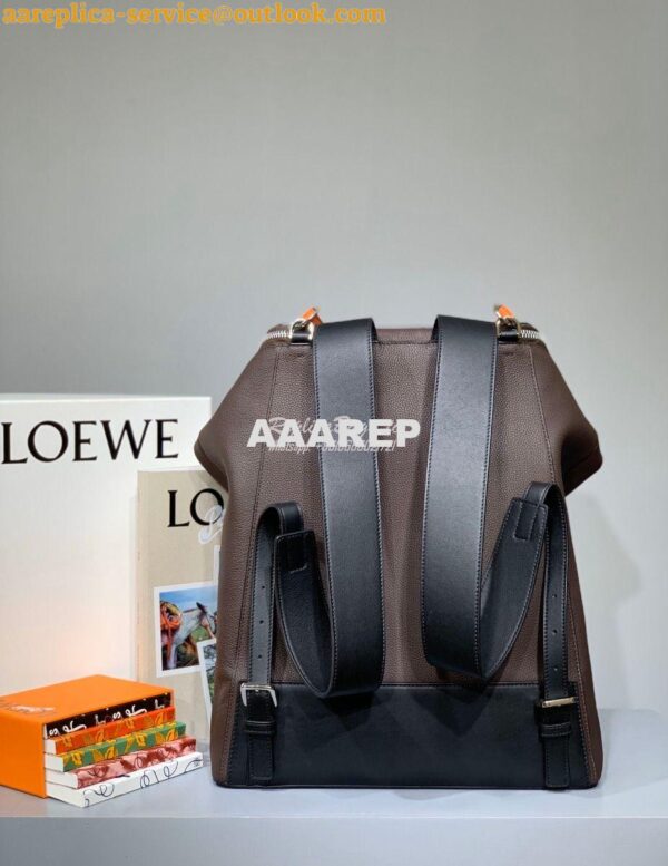 Replica Loewe Goya Backpack in Calfskin 66009 Black/Dark Brown 6