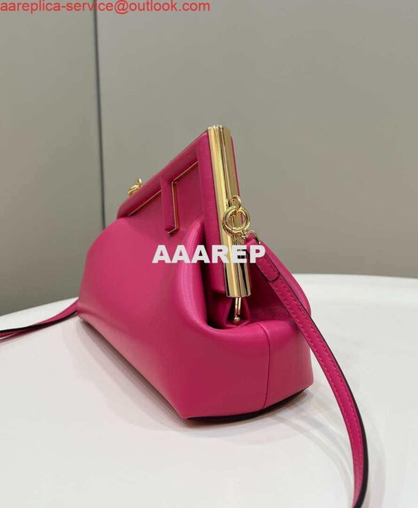 Replica Fendi 8BP129 First Small Fuchsia leather bag 80018M Rose Red 4