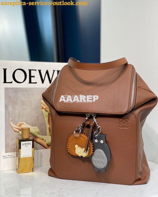 Replica Loewe Goya Backpack in Grained Calfskin 66009 Cognac 5