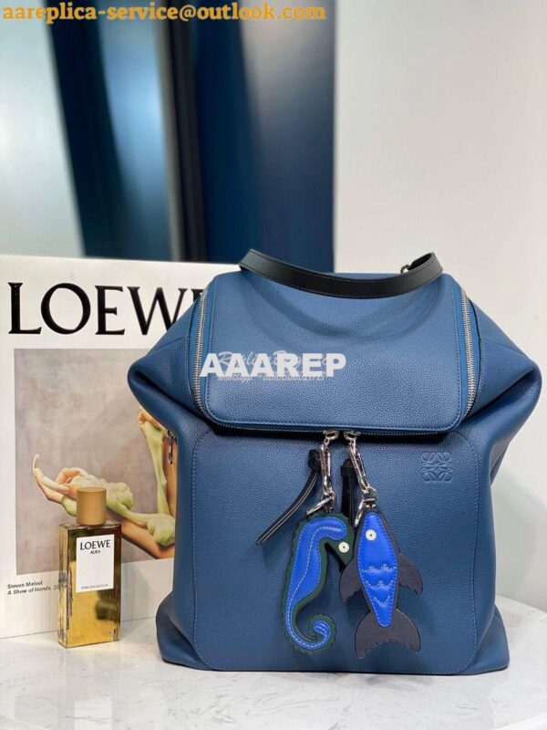 Replica Loewe Goya Backpack in Grained Calfskin 66009 Indigo 3