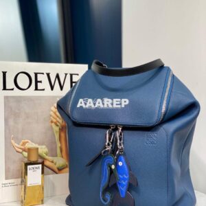 Replica Loewe Goya Backpack in Grained Calfskin 66009 Indigo 2