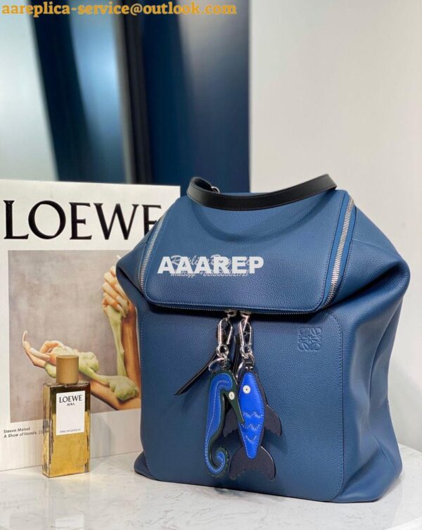 Replica Loewe Goya Backpack in Grained Calfskin 66009 Indigo 4