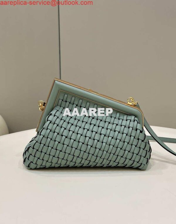 Replica Fendi 8BP129 First Small Green braided leather bag 80103 3