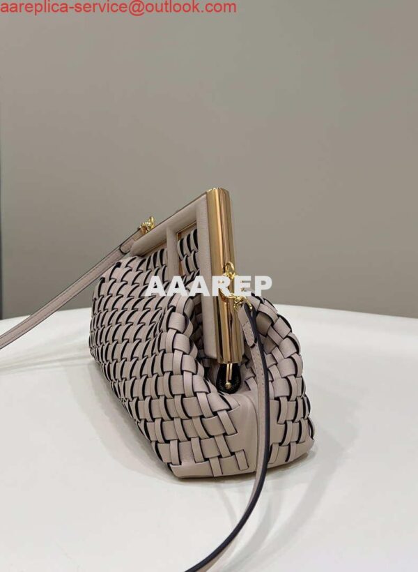 Replica Fendi 8BP129 First Small Nude and Light Purple braided leather bag 80103 4