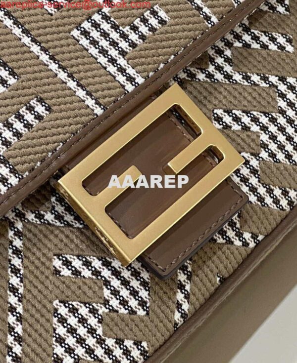 Replica Fendi 8BR600 Baguette Brown houndstooth wool bag with FF embroidery 6