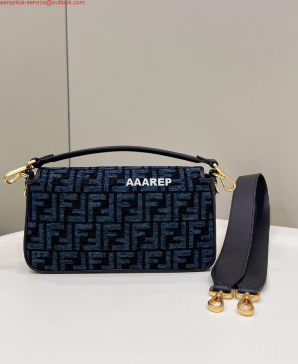 Replica Fendi 8BR600 Baguette Chain Midi Navy Blue FF tapestry fabric bag 8579 3