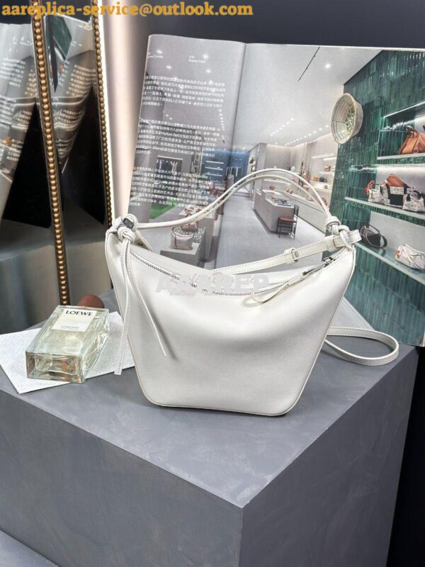 Replica Loewe Mini Hammock Hobo bag in classic calfskin A538G13 White 3