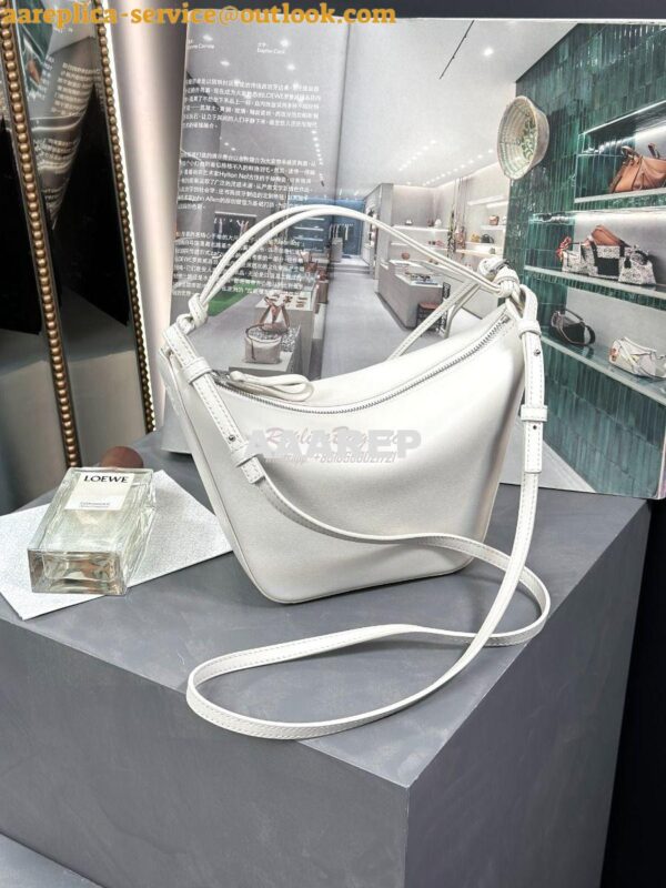 Replica Loewe Mini Hammock Hobo bag in classic calfskin A538G13 White 4