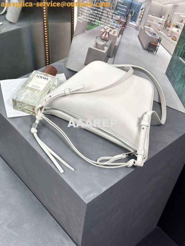 Replica Loewe Mini Hammock Hobo bag in classic calfskin A538G13 White 5