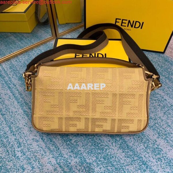 Replica Fendi 8BR600 Baguette Embroidered Canvas Bag Apricot 3