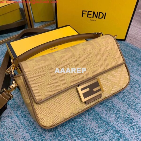 Replica Fendi 8BR600 Baguette Embroidered Canvas Bag Apricot 4