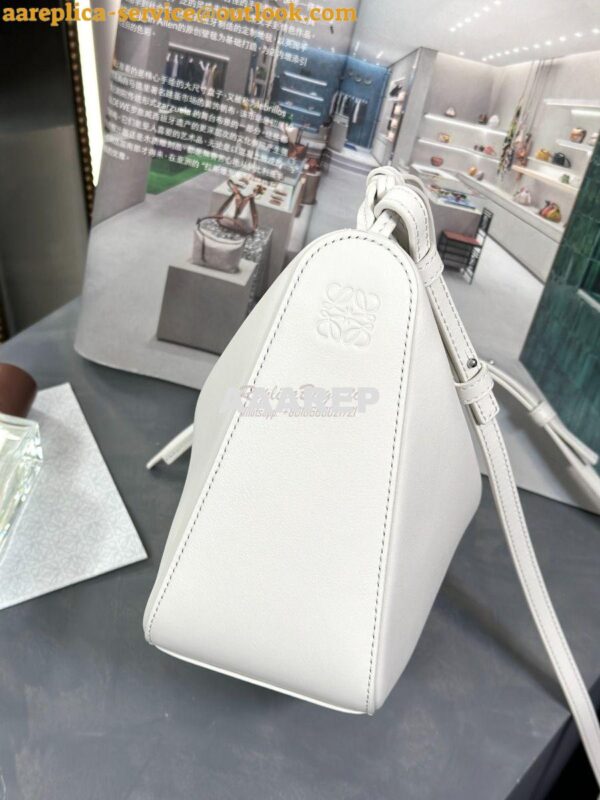 Replica Loewe Mini Hammock Hobo bag in classic calfskin A538G13 White 8