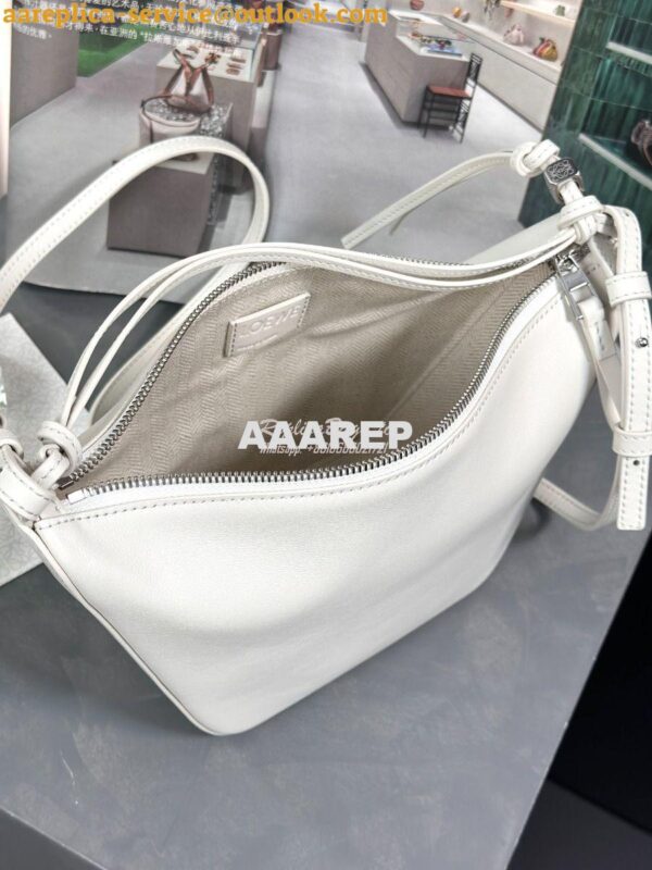 Replica Loewe Mini Hammock Hobo bag in classic calfskin A538G13 White 9