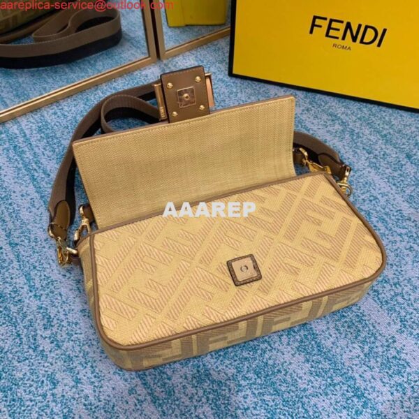 Replica Fendi 8BR600 Baguette Embroidered Canvas Bag Apricot 5