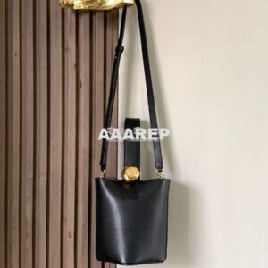 Replica Loewe Mini Pebble Bucket Bag In Mellow Calfskin 973618 Black 2