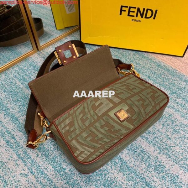 Replica Fendi 8BR600 Baguette Embroidered Canvas Bag Green 5