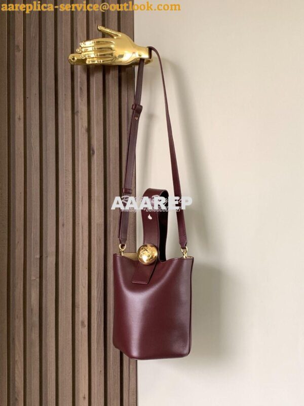 Replica Loewe Mini Pebble Bucket Bag In Mellow Calfskin 973618 Burgund 3