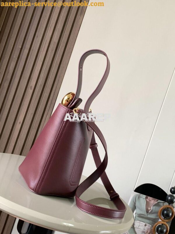 Replica Loewe Mini Pebble Bucket Bag In Mellow Calfskin 973618 Burgund 5