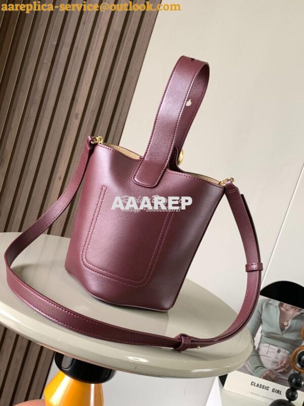 Replica Loewe Mini Pebble Bucket Bag In Mellow Calfskin 973618 Burgund 6