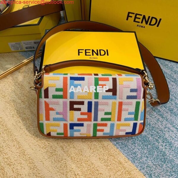 Replica Fendi 8BR600 Baguette Embroidered Canvas Bag Multicolour 4