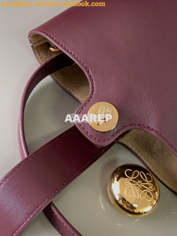 Replica Loewe Mini Pebble Bucket Bag In Mellow Calfskin 973618 Burgund 9