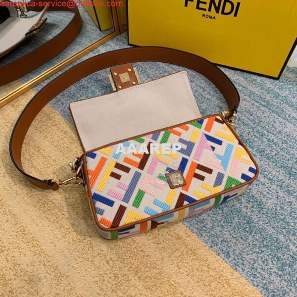 Replica Fendi 8BR600 Baguette Embroidered Canvas Bag Multicolour 7