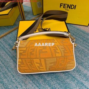 Replica Fendi 8BR600 Baguette Embroidered Canvas Bag Yellow