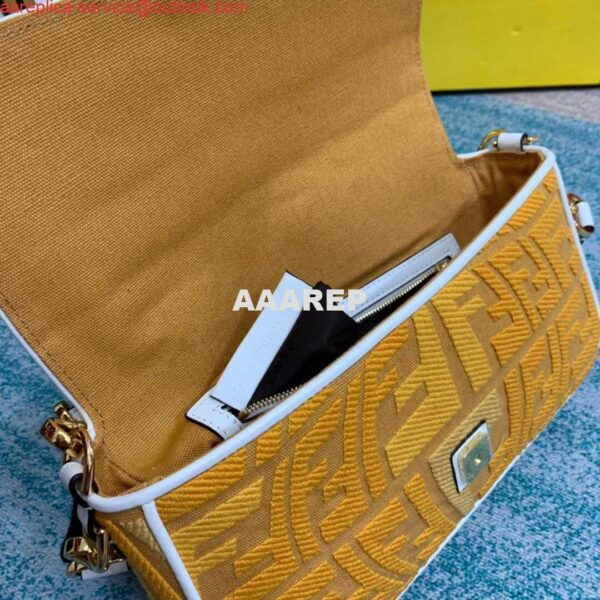 Replica Fendi 8BR600 Baguette Embroidered Canvas Bag Yellow 7