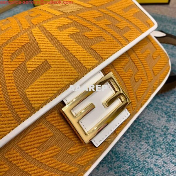 Replica Fendi 8BR600 Baguette Embroidered Canvas Bag Yellow 8