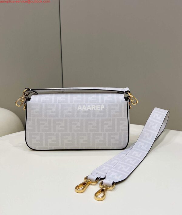 Replica Fendi 8BR600 Baguette FF White Glazed Fabric Bag With Inlay 3