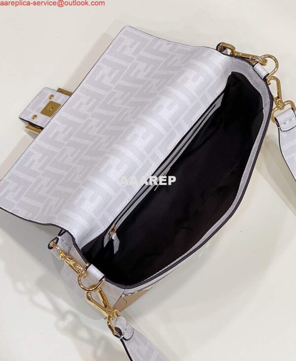 Replica Fendi 8BR600 Baguette FF White Glazed Fabric Bag With Inlay 10