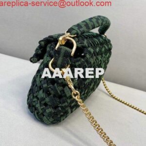 Replica Fendi 8BR600 Baguette Jacquard Fabric Interlace Bag 8267S Green 2