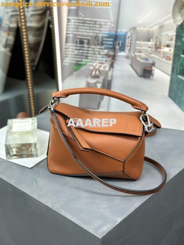 Replica Loewe Mini Puzzle bag in classic calfskin A510P88 Tan 3