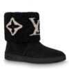 Replica Louis Vuitton Black Territory Flat Ranger Boots with Shearling 2