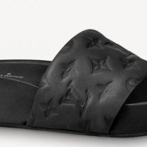 Replica Louis Vuitton Jumbo Flatform Mules In Black Monogram Lambskin