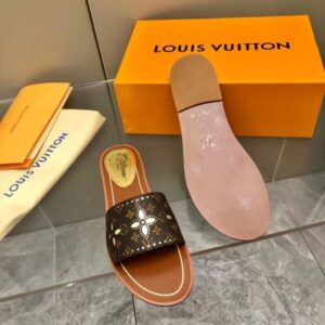 Replica Louis Vuitton Lock It Flat Mules In Perforated Monogram Canvas 2