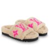 Replica Louis Vuitton Paseo Flat Comfort Mules In Pink Shearling 2