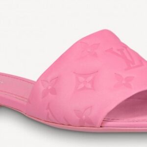 Replica Louis Vuitton Revival Flat Mules In Pink Monogram Lambskin