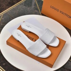 Replica Louis Vuitton Revival Flat Mules In White Monogram Lambskin 2