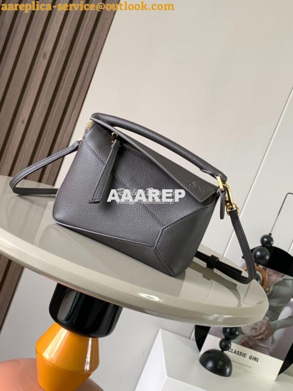 Replica Loewe Mini Puzzle bag in soft grained calfskin A510P88 Anthrac 3