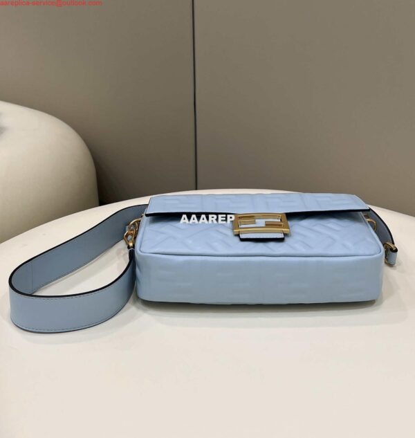 Replica Fendi 8BR600 Baguette Medium Blue leather 0135M bag 4