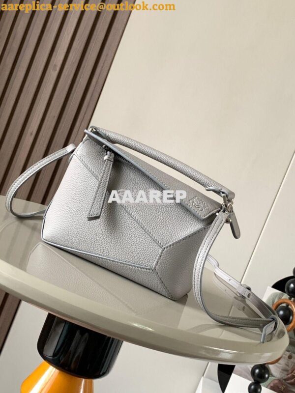 Replica Loewe Mini Puzzle bag in soft grained calfskin A510P88 Pearl G 3