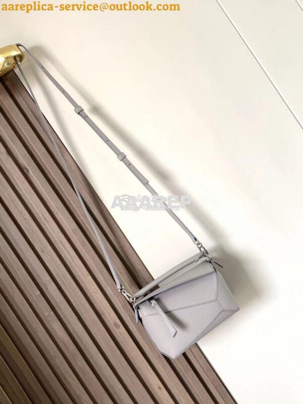 Replica Loewe Mini Puzzle bag in soft grained calfskin A510P88 Pearl G 4