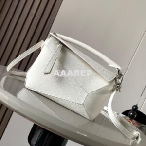 Replica Loewe Mini Puzzle bag in soft grained calfskin A510P88 White